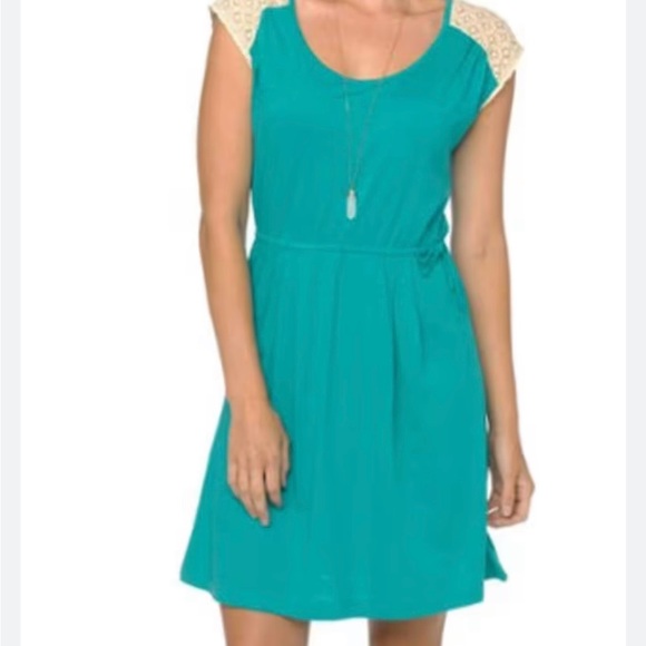 Prana Angelina Lace Drawstring Waist Midi Dress Organic Size Medium - Picture 2 of 9